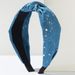 Fashionable Denim Fabric Headband with Creative Polka Dots Wide Edges Knotting High Skull Top Outdoor Shopping Hair Accessories for Women_mkmklike.com