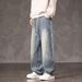 Men's Retro High Street Jeans - Loose Straight Leg Wide Fit Denim Pants For Spring/Autumn (Black & Blue, M-3XL)_mkmklike.com