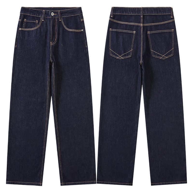Men's Clothing Autumn/Winter Loose Straight Leg Jeans Men's Washed Cleanfit American High Street Vibe Trousers_mkmklike.com