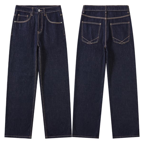 Men's Clothing Autumn/Winter Loose Straight Leg Jeans Men's Washed Cleanfit American High Street Vibe Trousers_mkmklike.com