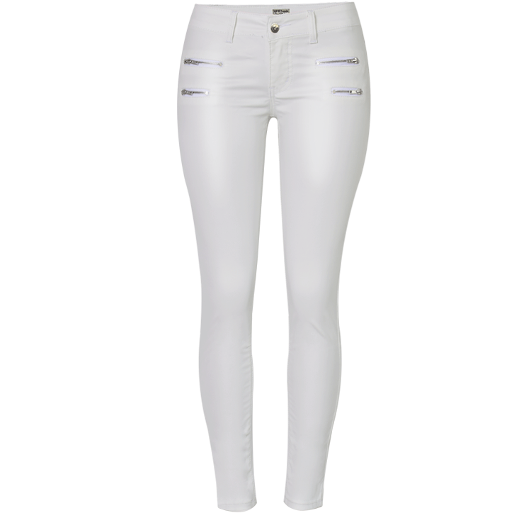 Women's Low Waist PU Coated Leather Pants – Slim Fit Stretch Skinny Pants With Double Zipper (White) – XS To 2XL_mkmklike.com