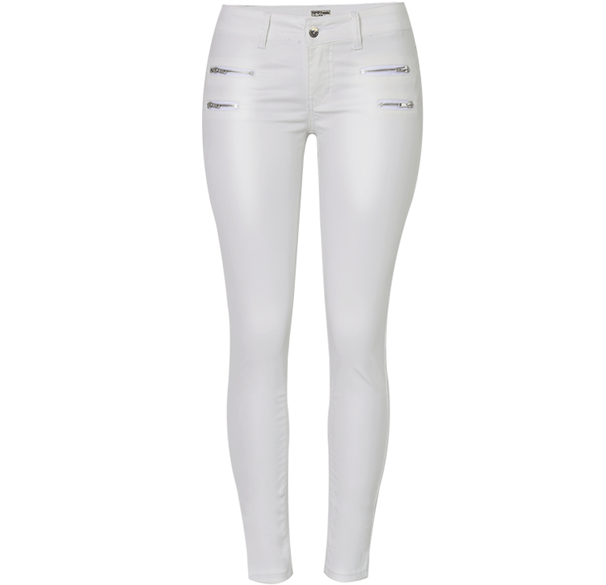 Women's Low Waist PU Coated Leather Pants – Slim Fit Stretch Skinny Pants With Double Zipper (White) – XS To 2XL_mkmklike.com