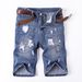 Men's Distressed Denim Shorts Casual Summer Straight Fit with Random Patches Teens And Young Adults_mkmklike.com
