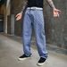 Men's Clothing New American Retro Full Print Jacquard Jeans Men's Loose Straight Washed Wide Leg Casual Trousers Men_mkmklike.com