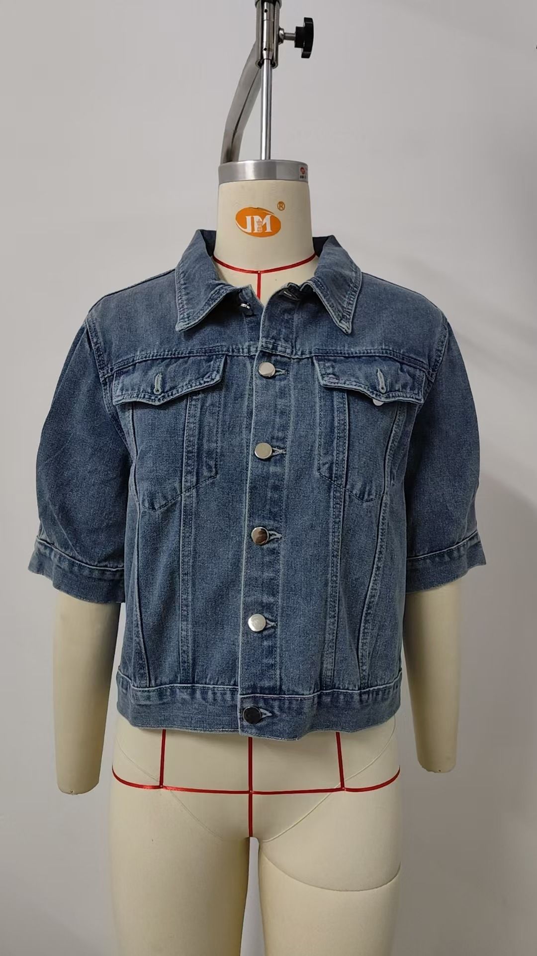 K New Slim-fit Loose Short-sleeved Denim Jacket For Women_mkmklike.com