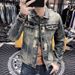 Loom Dark Color Trendy Vintage Jacket Men's Ripped Spring Autumn Turn-down Collar Short Coat Denim Clothing European Style_mkmklike.com