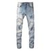 Men's Clothing Men's Fashion Brand High Street Ripped Jeans Men's Elastic Colorful Patch Men's Skinny Pants 6646_mkmklike.com