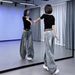 Women's High-Waisted Wide Leg Jeans Retro Washed Distressed Scimitar Design Floor-Length Pants Flowy Petite Fit Autumn/Winter Style_mkmklike.com