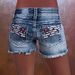 Women’s Embroidered Denim Shorts – High-Waisted Ripped & Distressed With Floral Patch (S-2XL, Stretchy Fit)_mkmklike.com