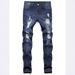 Men's Slim Fit Stretch Ripped Jeans Blue Trousers Stylish Denim Casual Pants_mkmklike.com