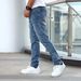 Slim Fit Stretch Denim Jeans For Men - Comfortable Blue Skinny Jeans With Enzyme Wash, Mid-Rise Waist, All-Season Casual Pants_mkmklike.com