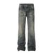 Men's Clothing Retro Yellow Mud Washed Old Slim Drape Unisex Jeans_mkmklike.com
