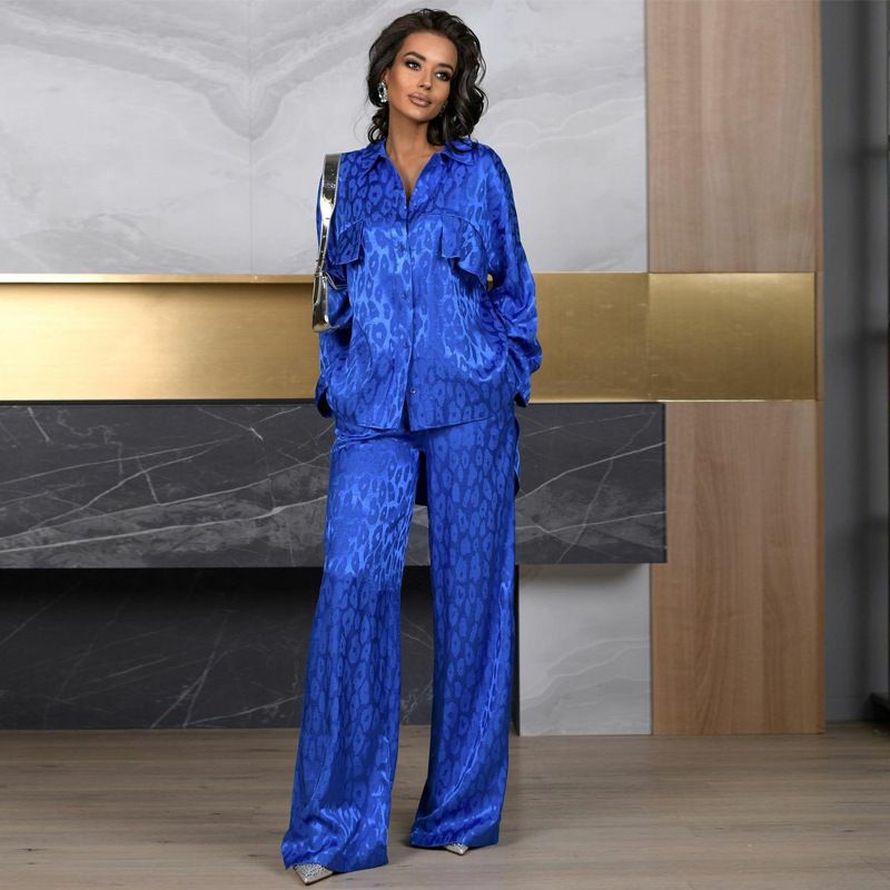 Women's clothing two-piece suits high-end long-sleeved loose leopard print spring fashion casual women's suits for women_mkmklike.com