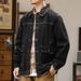 Large Size Men's Clothing Autumn And Winter New Denim Jacket Men's Fattened Plus Size Loose And Simple Casual Lapel Denim Jacket_mkmklike.com
