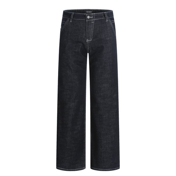 American High Street Cleanfit Simple Raw Denim Jeans For Men Versatile Loose Pocket Design Casual Straight Long Pants_mkmklike.com