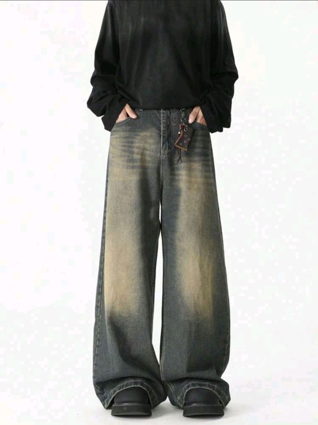Men's Clothing Men's Retro Style Loose Wide Leg Jeans Flared Trousers Versatile American Spring Youth Fashion_mkmklike.com
