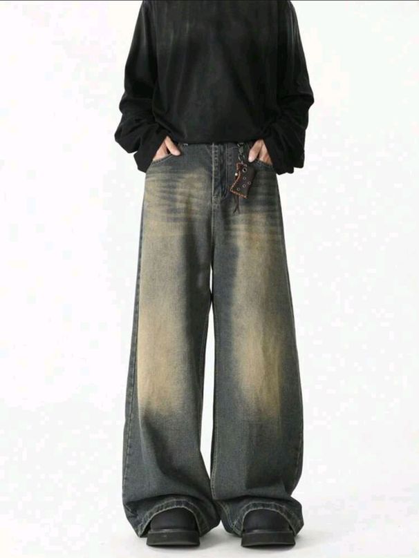 Men's Clothing Men's Retro Style Loose Wide Leg Jeans Flared Trousers Versatile American Spring Youth Fashion_mkmklike.com