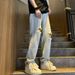 Nordmann European And American Style Retro Distressed Yellow Mud Hole Jeans For Men Ins Trendy Brand High Street Cool Stackable_mkmklike.com