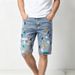Men's Splatter Print Stretch Denim Shorts – Trendy & Comfortable (Sizes S-2XL)_mkmklike.com