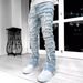 2025 Clothing Patch Multi Color Slim Fit Micro La Jeans Trendy Men's High Street Pants_mkmklike.com
