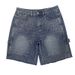 Vintage Washed Distressed Denim Shorts For Men – Streetwear Style With Rhinestone Embellishments (Straight Cut, Mid-Thigh Length)_mkmklike.com
