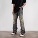 Men's Style Ripped Jeans High Street Tapered Trousers Trendy Embroidered Patched Versatile New Blue For Spring_mkmklike.com