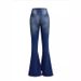 Women's Clothing Casual Fashion Slim High Waist Slightly Flared Denim Trousers_mkmklike.com