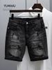 Men's Clothing Denim Shorts Trendy New Summer Shorts Loose Versatile Black Ripped Personality Mid Length Pants_mkmklike.com