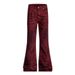 Men's High Waist Flared Jeans - Stretchy Comfort Fit, Red Leopard Print, Wide Leg Trousers For Casual Streetwear_mkmklike.com
