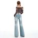 Women's Retro Low Rise Flared Jeans Stretchy Slimming Casual Fashion Office Lady Jeans For Autumn And Winter_mkmklike.com