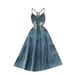 Women's Clothing Niche High-end Hollow Backless Sling Bow Strap Tight Waist Slimming Denim Dress Women_mkmklike.com