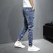 Spring Nine-point Jeans Men's Trendy Brand New Spring And Autumn Boys Ruffian Handsome Trend Slim-fitting Small Feet Long Pants_mkmklike.com