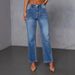 Women's Clothing Fashion Temperament Commuter Slim Fit Stretch Denim Jeans - Comfortable Straight Leg Pants For Work & Casual Wear (Blue, Size S)_mkmklike.com