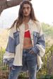 K New Retro Color Blocked Denim Jacket With Lapel And Casual Distressed Edge For Women_mkmklike.com