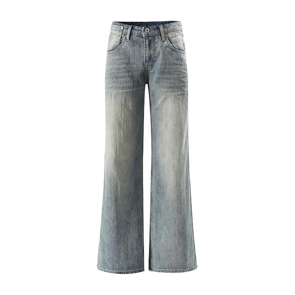 Women's Clothing Retro Washed Blue Straight-Leg Jeans – Relaxed Mid-Rise With Cat Whisker Details (XS-L)_mkmklike.com