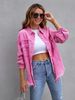 K New Solid Color Mid Length Long Sleeved Denim Jacket With Holes, European And American Style Jacket For Women_mkmklike.com