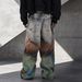 Men’s Tie-Dye Streetwear Jeans – Oversized Straight Fit, Rainbow Washed Denim (S-3XL) | Psychedelic & Hand-Painted Artistry_mkmklike.com