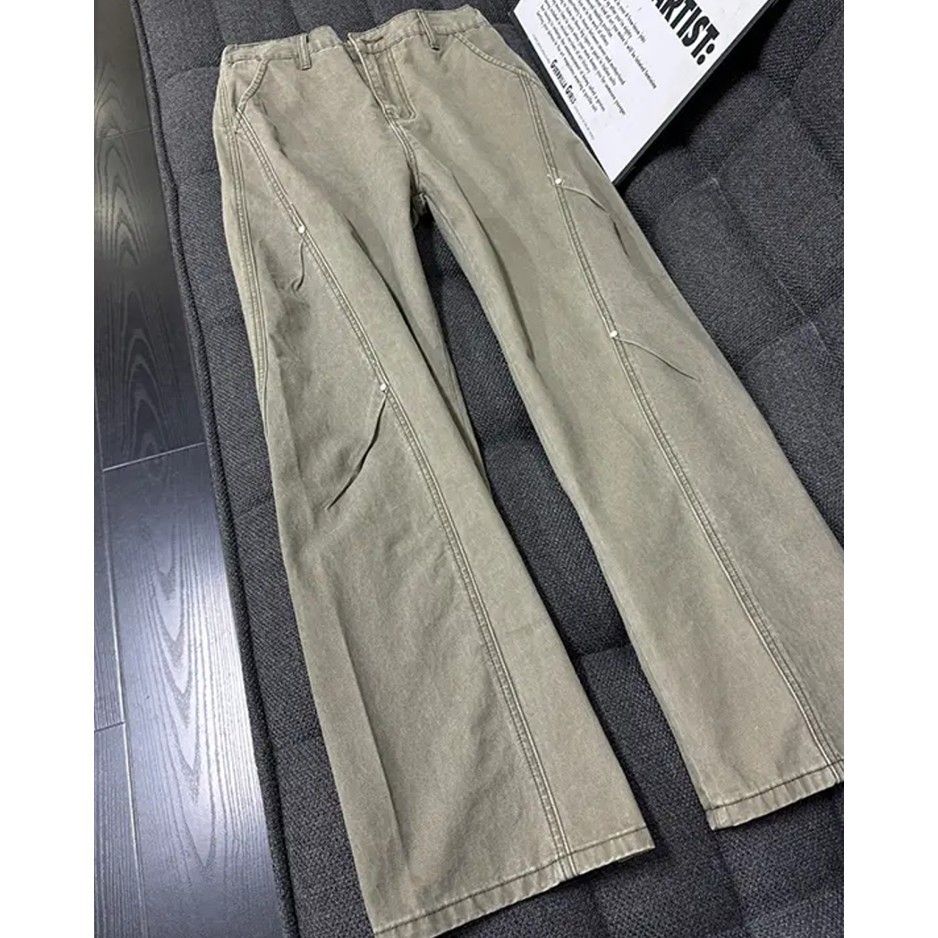 Men's Stylish Straight Leg Jeans With Rivet Details & Fleece Lining - American Retro Workwear Pants For Winter & Fall_mkmklike.com