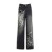 European And American Street Fashion Retro Dark Print Color-blocking Low-waist Loose Straight Washed Distressed Casual_mkmklike.com