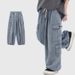Men's Clothing new three-dimensional patch pocket jeans national trend brand hip-hop couple washed loose wide-leg trousers for men and women_mkmklike.com