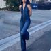 Denim Jumpsuit V Neck Zipper Bell Sleeveless Sexy Outifts Elegant Backpacker Party Summer 2025_mkmklike.com