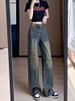 Vintage Straight-Leg Jeans Women, Autumn And Winter New High-Waisted Loose Wide-Leg For Slightly Chubby Pear-Shaped_mkmklike.com