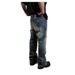 Men's Retro Patchwork Ripped Jeans High Street Style Distressed Finish Knife Cut Splatter Paint Dirty Wash Design Blue mid Waist_mkmklike.com
