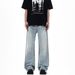 Men's Clothing Retro Washed Blue Flared Jeans High End Design Niche Simple Versatile Casual Pants_mkmklike.com