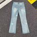 Men's Clothing Pure Replica Blue Flared Jeans Lightning Embroidered High Street Style Slim Fit Straight Leg Trousers_mkmklike.com