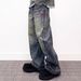 Men's Clothing Men's Casual Loose Fit Cleanfit Pants Retro Chain Pendant Print Splatter Jeans Fashion For Men And Women_mkmklike.com