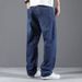 American Straight-leg Pants Spring And Summer New Loose Large Straight-leg Jeans Men's Fat Plus Size Simple Denim Trousers_mkmklike.com