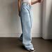 Women's Embroidered Bow Pocket Straight Leg Jeans - Comfortable Loose Fit Casual Denim Pants For Everyday Wear_mkmklike.com