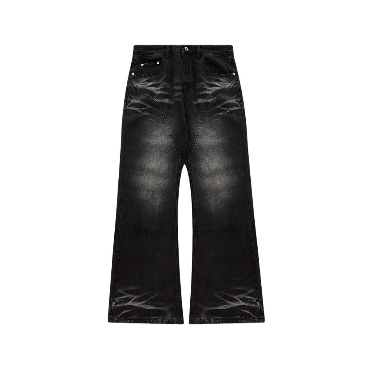 Korean Retro Flared Jeans – Unisex Mid-Rise Wide-Leg Denim (Blue & Black Gray, S-XL)_mkmklike.com