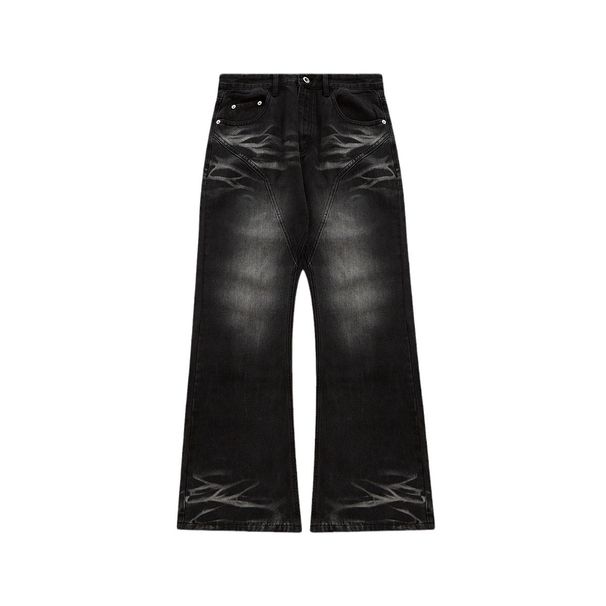 Korean Retro Flared Jeans – Unisex Mid-Rise Wide-Leg Denim (Blue & Black Gray, S-XL)_mkmklike.com